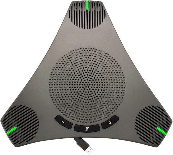 USB Conference Speakerphone with Omnidirectional 360 Microphone for 8-10 People, Intelligent DSP Noise Reduction for Video Meetings (Gray)