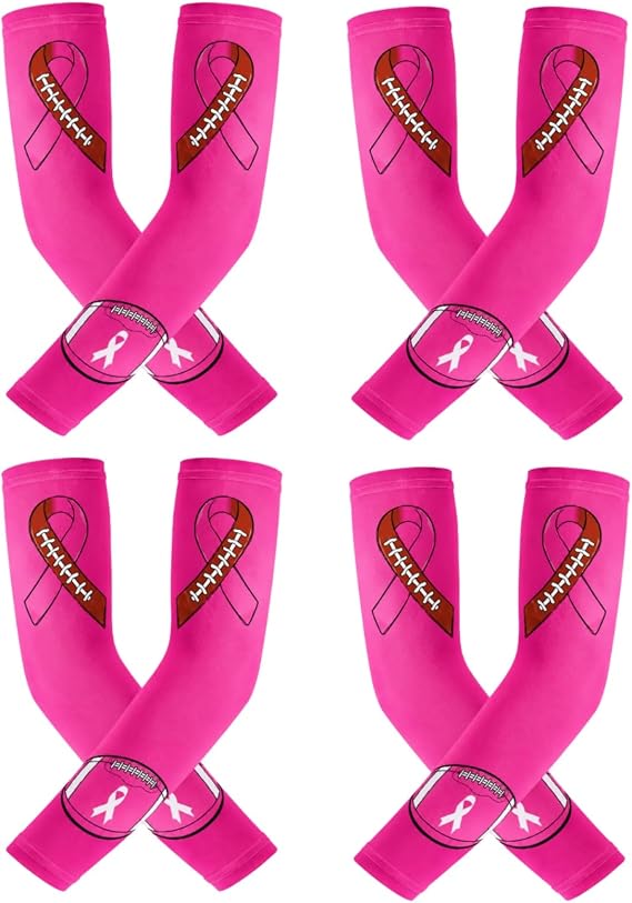 Gejoy 4 Pair Breast Cancer Awareness Arm Sleeves