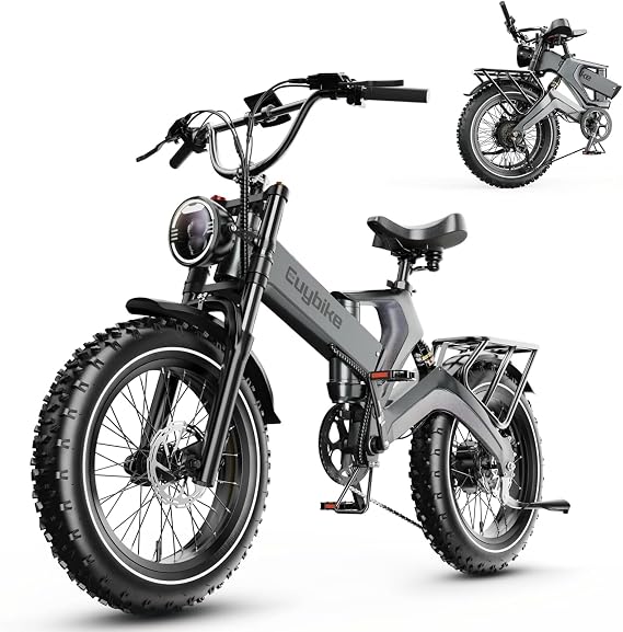 bluebiko 2000W/3000w Peak Electric Bike for Adults, 48V 35AH/52v 30AH Removable Battery, 100+Miles Long Range Foldable Electric Bike, 20"x4.0" Fat Tire, All Terrain Ebike