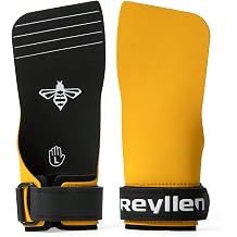 BumbleBee Gymnastic Grips | Hand Grips For Cross Fit Functional Fitness & Gym Training. Fingerless For Men and Women. Use With Chalk -  with Pair of Wristbands and Carry Bag