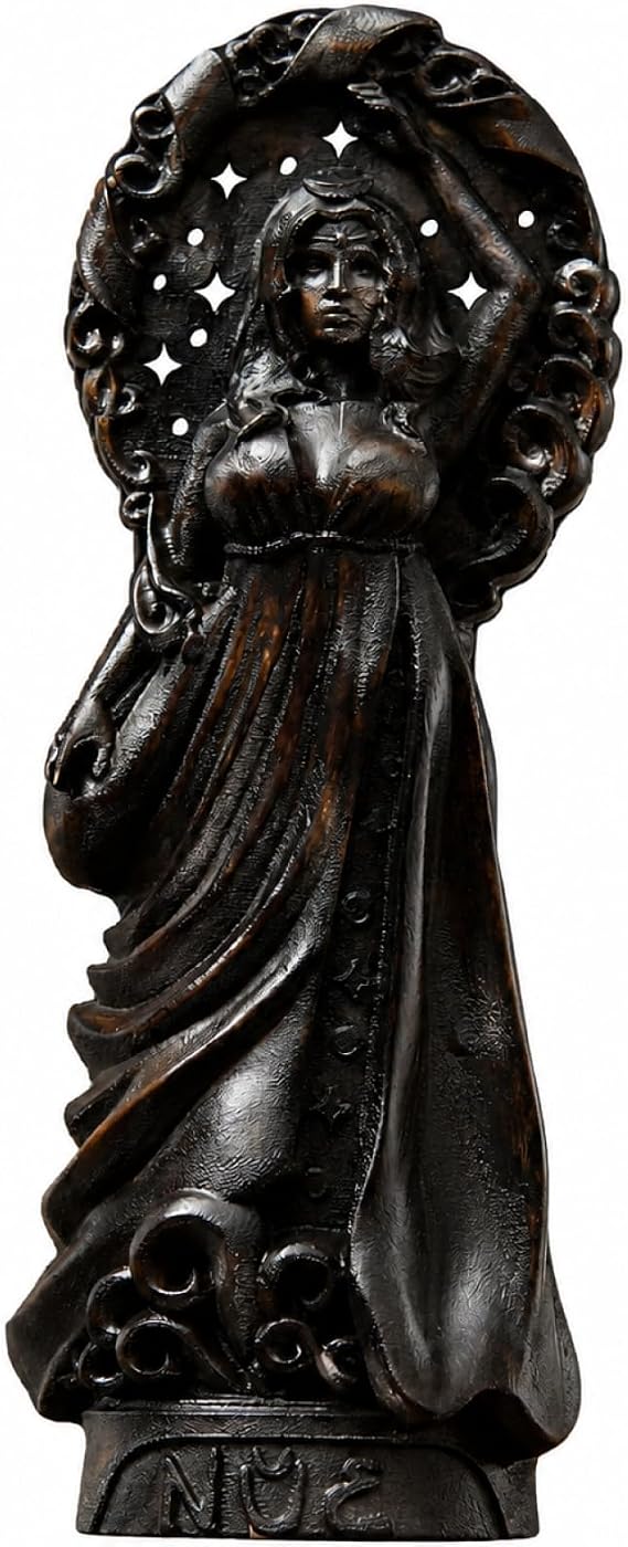 Goddess Nyx Statue, Goddess of The Night, Greek Goddess Statue, Goddess of The Moon, Greek Mythology Goddess Selene Ancient Greek Altar (Black)