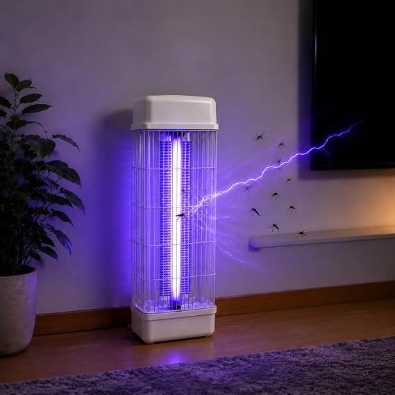 Coverzone 52cm UV Işıklı Kule Tipi 15W Sinek Öldürücü Elektrikli Sivrisinek ve Haşere Öldürücü Cihaz,15 Watt Temizleme Hazneli 50m² Etki Alanı İç Mekan Kullanım | GLR RT-15W