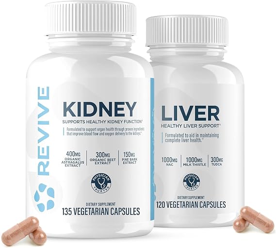 Revive MD Natural Liver Cleanse, Detox & Repair & Kidney Support Supplement Bundle