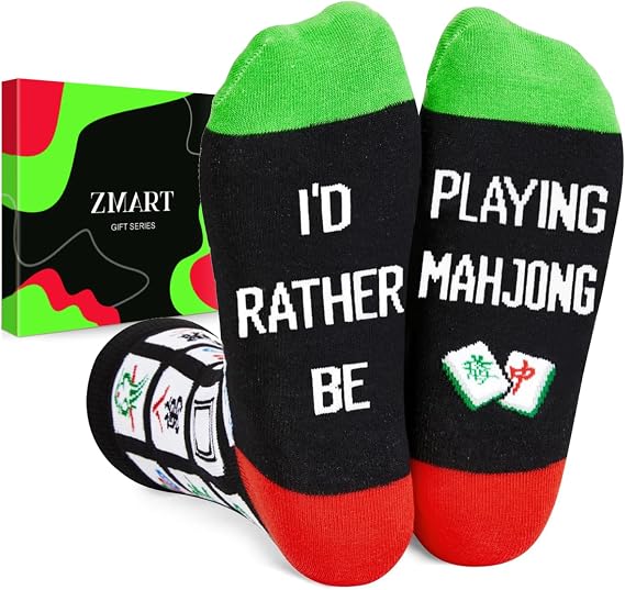 Zmart Funny Gifts for Teens - Mahjong Rock Guitar Theater Game Dive Hiking Camping Socks