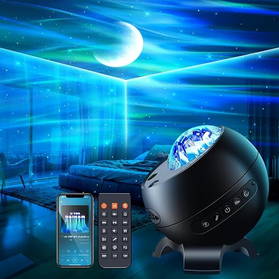 PIKOY Ceiling Projector Lights for Bedroom, 180 Light Modes Starry Night Light Projector,White Noise+Bluetooth Kids Night Light Bedroom,Remote Timer Sensory Lights for Room Decor Party [Energy Class F]