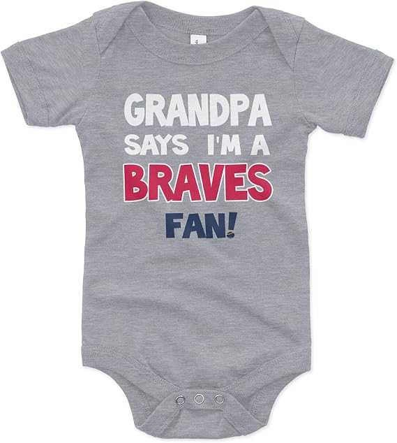 NanyCrafts' Grandpa Says I'm a Braves Fan Baby Bodysuit, Baby Braves Fan