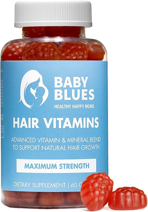 Baby Blues Postpartum Hair Loss Vitamins & Gummies for Women, Biotin & Collagen for Hair Growth Support, Thinning Hair Support, Thicker Fuller-Looking Hair, Hair Skin & Nails, Postnatal, 60 Count