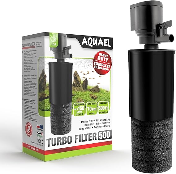 Internal Water Filter Circulation Pump Aquael Turbo Filter (500), Black, Silver