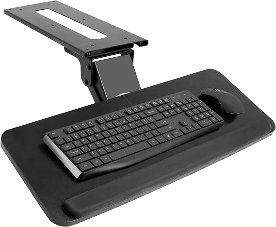 VIVO Adjustable Computer Keyboard & Mouse Platform Tray Ergonomic Under Table Desk Mount Drawer Underdesk Shelf (MOUNT-KB03B)… | Adjustable Computer Keyboard and Mouse Platform, Ergonomic Under Table Desk Mount Drawer, Full Swivel