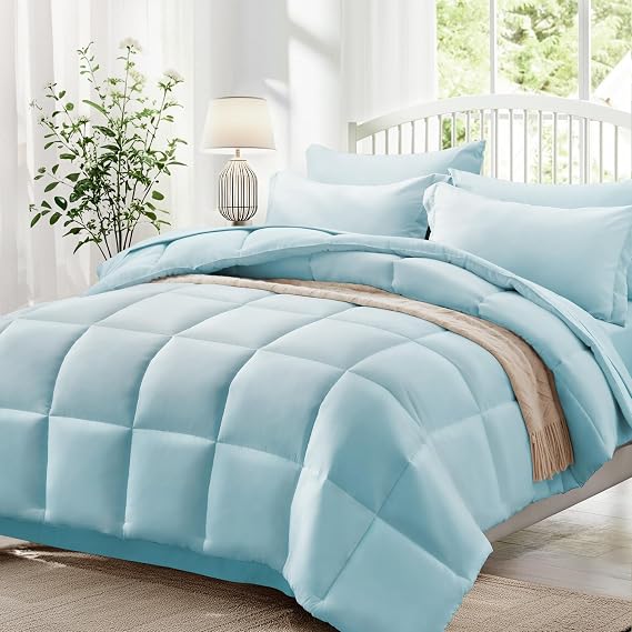 King Size Comforter Set with Sheets,Blue Bed in a Bag King Bedding Sets