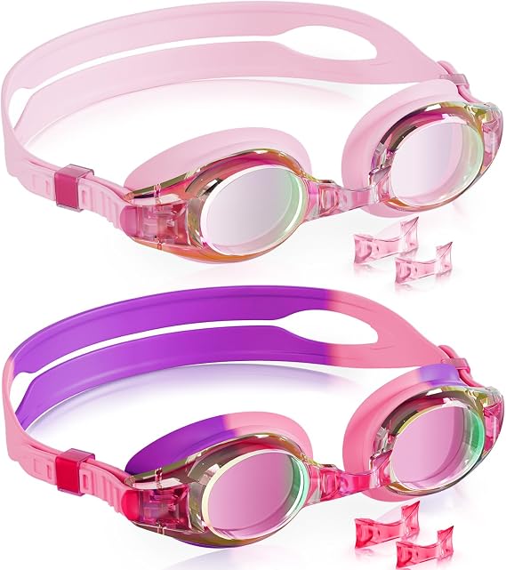 Aegend 2 Pack Kids Goggles, Swimming Goggles for Kids Age 4-16 Boys and Girls Youth, Anti-Fog Waterproof Anti-UV Pool Goggles