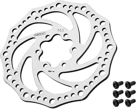 Corki Cycles 140mm Bike Disc Brake Rotor with 6 Bolts for Mountain Road BMX MTB Bike -1 Pcs Round Hole