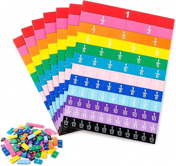 6 Sets Fraction Tiles, Math Manipulatives for Classroom, Vivid Color
