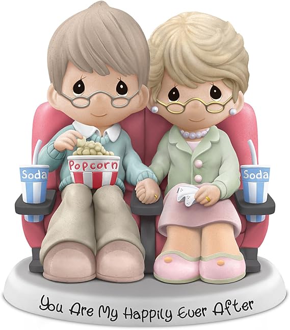 The Hamilton Collection Precious Moments Romantic Figurine in Handcrafted Bisque Porcelain with Gold-Tone Rings and Sentiment You are My Happily Ever After