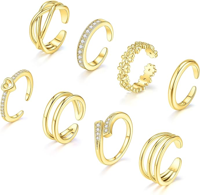 SAMOCO 8 Pcs Toe Rings for Women