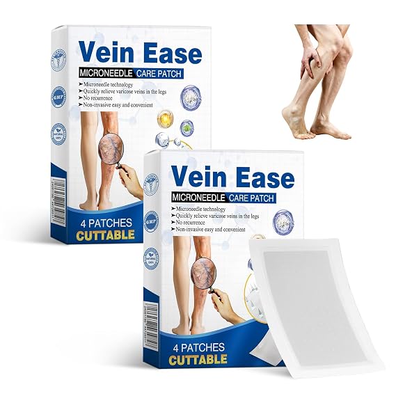 Vein Ease Patches, Varicose Veins Patch for Legs (2 Boxes 8 Patches)