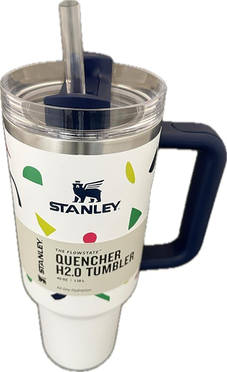 Stanley 40 Oz Quencher H2.0 FlowState Stainless Steel Travel Tumbler with Reusable Straw, 3-Position Lid, and Comfort-Grip Handle (Abstract Geo)