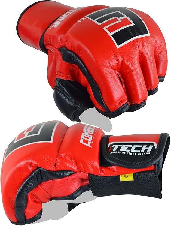 Combat Corner MMA Leather Construction Tech Fight Spar Gloves for Men and Women - Kickboxing, MMA, Muay Thai Fighting Training Sparring Gloves
