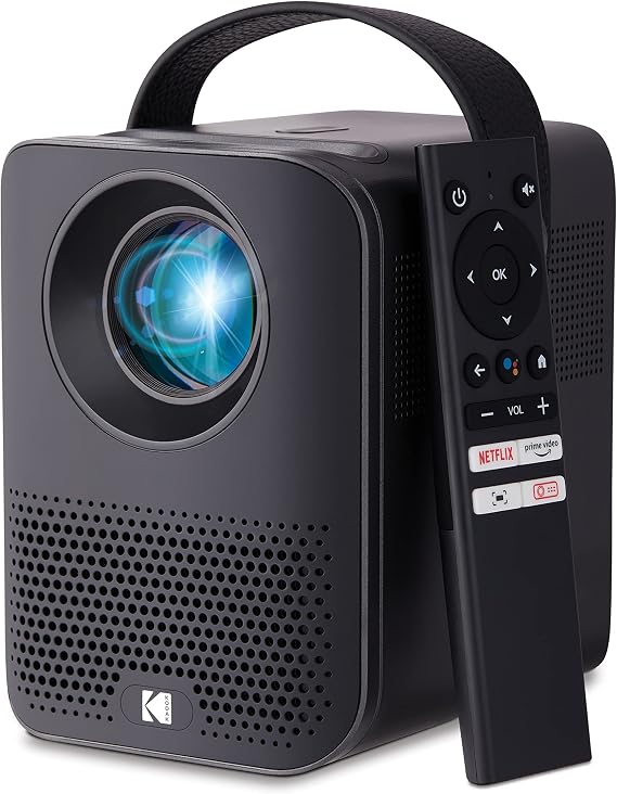 KODAK HD9 Smart Projector - 1080p Full HD, 200 ANSI Lumens - Android TV 10 & Google Assistant Smart TV - Home Theater Projector for 40-150" Screens - Portable Display with AirPlay & Bluetooth