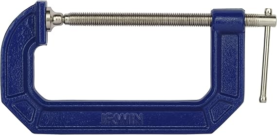 Irwin 225106 C-Clamp, 900 lb Clamping, 6 in Max Opening Size, 3-1/2 in D Throat, Steel Body, Blue Body
