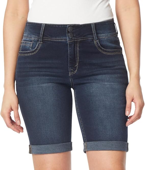 WallFlower Women's Luscious Curvy Denim Shorts - Short, Midi & Bermuda