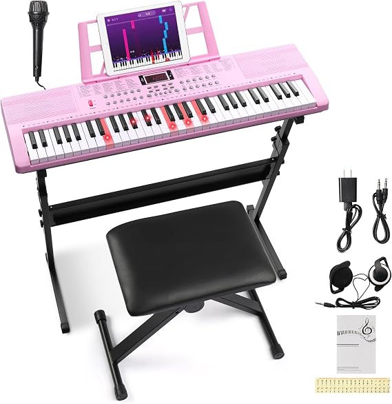 Ktaxon 61 Key Keyboard Piano Electric Keyboard with Lighted Keys