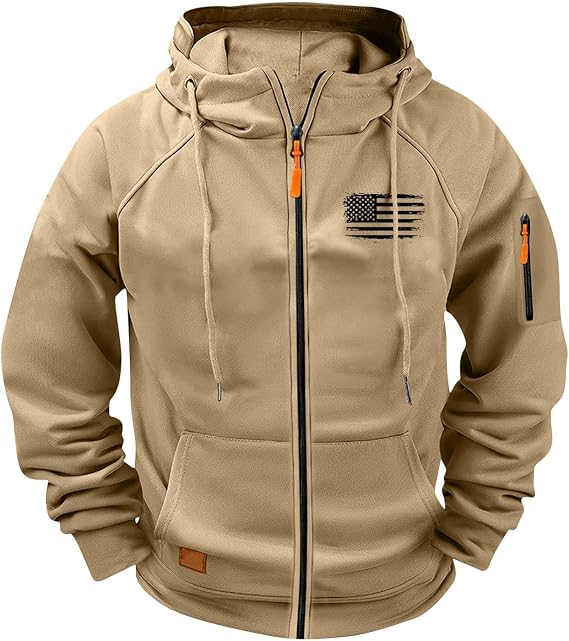 Hooded Tactical Jacket for Men Windbreaker Outdoor Zip Up Coat Military Cargo Warm Fleece Lined Outerwear