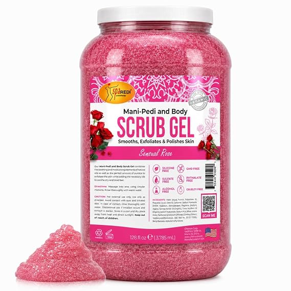 SPA REDI Professional Foot Scrub Gel Dual-Action Pedicure Treatment | Dual-Action Skin Transformation for Softer, Nourished Feet & Elevated Client Satisfaction (128oz Gallon)