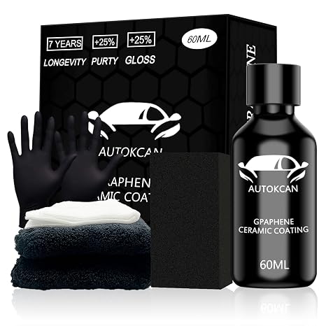 Ceramic Coating Car Nano Graphene Coating Car Liquid Glass Car Coating 10 Years of Long Lasting Protection, High Gloss, Super Hydrophobic, Anti Scratch, Anti Chemical Stain Etching (60ML-10H)