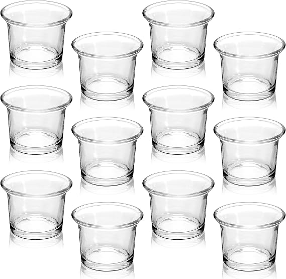 12 Glass Votive Candle Holders, Glass Tealight Candle Holder | Clear Tea Light Candle Holder Glass Tea Lights Holders for Wedding Party Home Decor