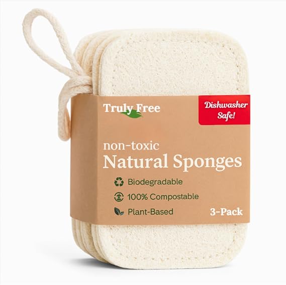 Truly Free Natural Cleaning Sponges - 4.4x2.8in - Pack of 3