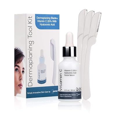 Dermaplaning Tool Practical Eyebrow, Face and Peach Fuzz Hair Removal Razors for Women - With Vitamin C Facial Serum - 3 Pack Dermaplane Razor Blades