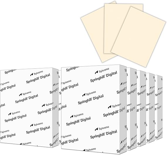 Springhill 8.5 x 11 Ivory Colored Cardstock Paper, 65lb, 176gsm, 2,500 Sheets (10 Reams) Premium Medium Weight Vellum Cardstock, Printer Paper with Textured Finish 014050C