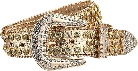 Men Women Rhinestone Belt Western Cowboy Sequins Diamond Belt Shiny Studded for Jeans