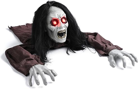 Halloween Prop Zombie Groundbreaker with Scary Sound & LED Flashing Eyes Party Yard Haunted House Outdoor Decoration