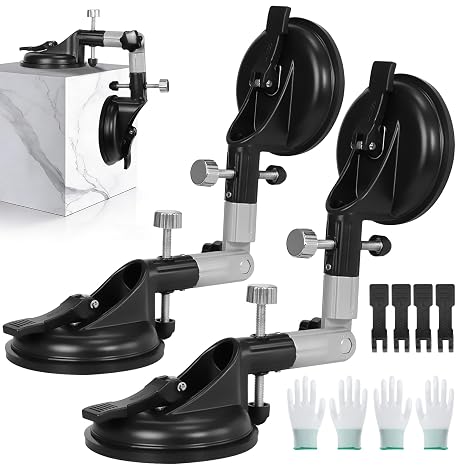 DEWINNER 2 PCS 90-270 Degree Adjustable Granite Seam Setter with 6 in Suction Cups Seam Joining and Leveling, Countertop Leveler Tools for Granite, Stone, Marble, Slab, Quartz