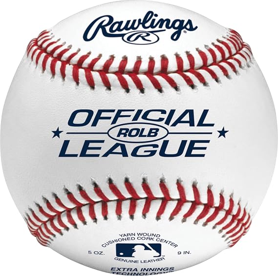 Rawlings | Official League Baseballs | Tournament Grade | Leather Cover | ROLB | Ages 14U | Game/Practice Use | 12 Count