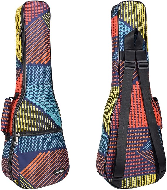Ukulele Case Gig Bag, Geometric Blue, Baritone 30" | Padded, Backpack