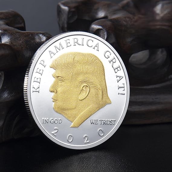2PCS President of The United States Donald Trump Collectible Gold Silver Plated Souvenir Coin Trump2020 Commemorative Coin