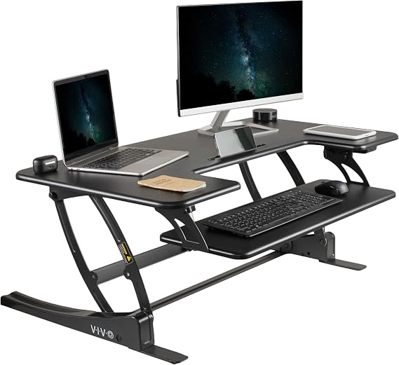 VIVO Black 42 inch Electric Desk Converter, DESK-V000VLE