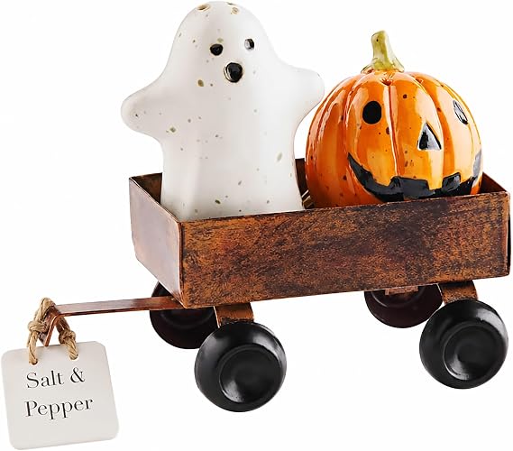 Mud Pie Stoneware Salt and Pepper Set, Halloween, 2" x 2 3/4"