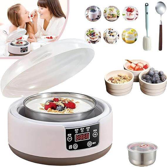 Probiotic Yogurt Maker, Adjustable Temperature and Time Control Yogurt Maker Machine, 1.2L Probiotic Yogurt Motor, Automatic Yogurt Maker Machine with LCD Display