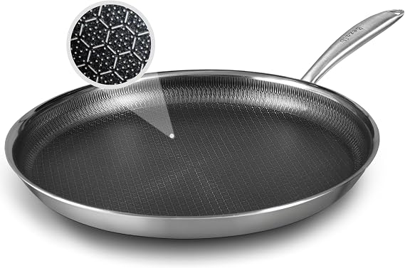 Hybrid Nonstick Frying Pan 12 Inch, 316 Stainless Steel Honeycomb