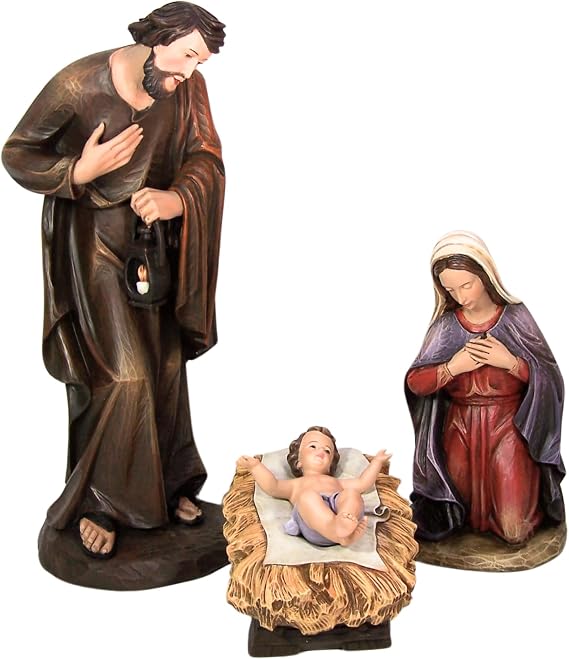 Avalon Gallery Val Gardena Hand Painted Resin Nativity Statue Set and Add On Figurines (3-Piece Holy Family (32 Inch))