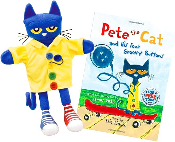 Pete the Cat and His Four Groovy Buttons Hand Puppet & Book Set