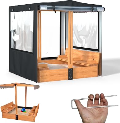 Sandbox Cover,48 W x 48 D x 52 H,Suitable for Childrens Wooden Sandboxes with Canopy,Can be Used Without Disassembly,900D Heavy Duty UV Resistant Wooden Sandbox Cover.
