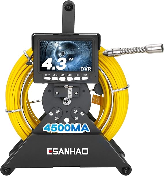 Sewer Camera with 30M, 4.3" Drain Inspection Camera with Light, Inspection Endoscope with DVR, HD 1000TVL Pipe Industrial Endoscope IP68 Waterproof for Plumber Homeowners