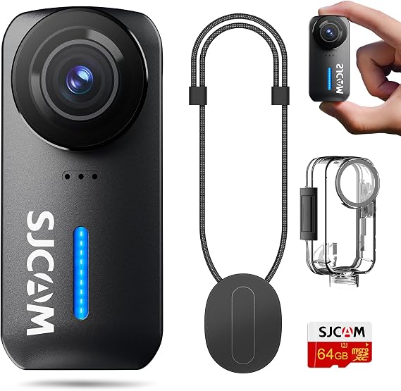 SJCAM C110Plus 64G Card Combo, 4K POV Pocket Action Camera,170 FOV, 6-Axis Stabilization,Mini Body Camera, Waterproof, Wearable cam for Travel Sport,Built-in Mic for Vlogging,Helmet Mount,Black