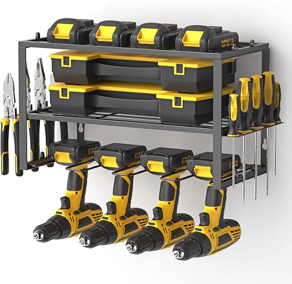 SPACECARE Power Tool Organizer- 1 Pack 3 Layers Rack for 4 Drill Holders