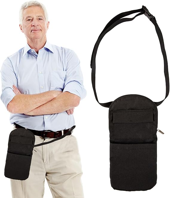 Nephrostomy Tube and Drainage Bag Cover with Adjustable Waist Strap & Catheter Pipe Cover for Nephrostomy Outer Bag Holder (Black)